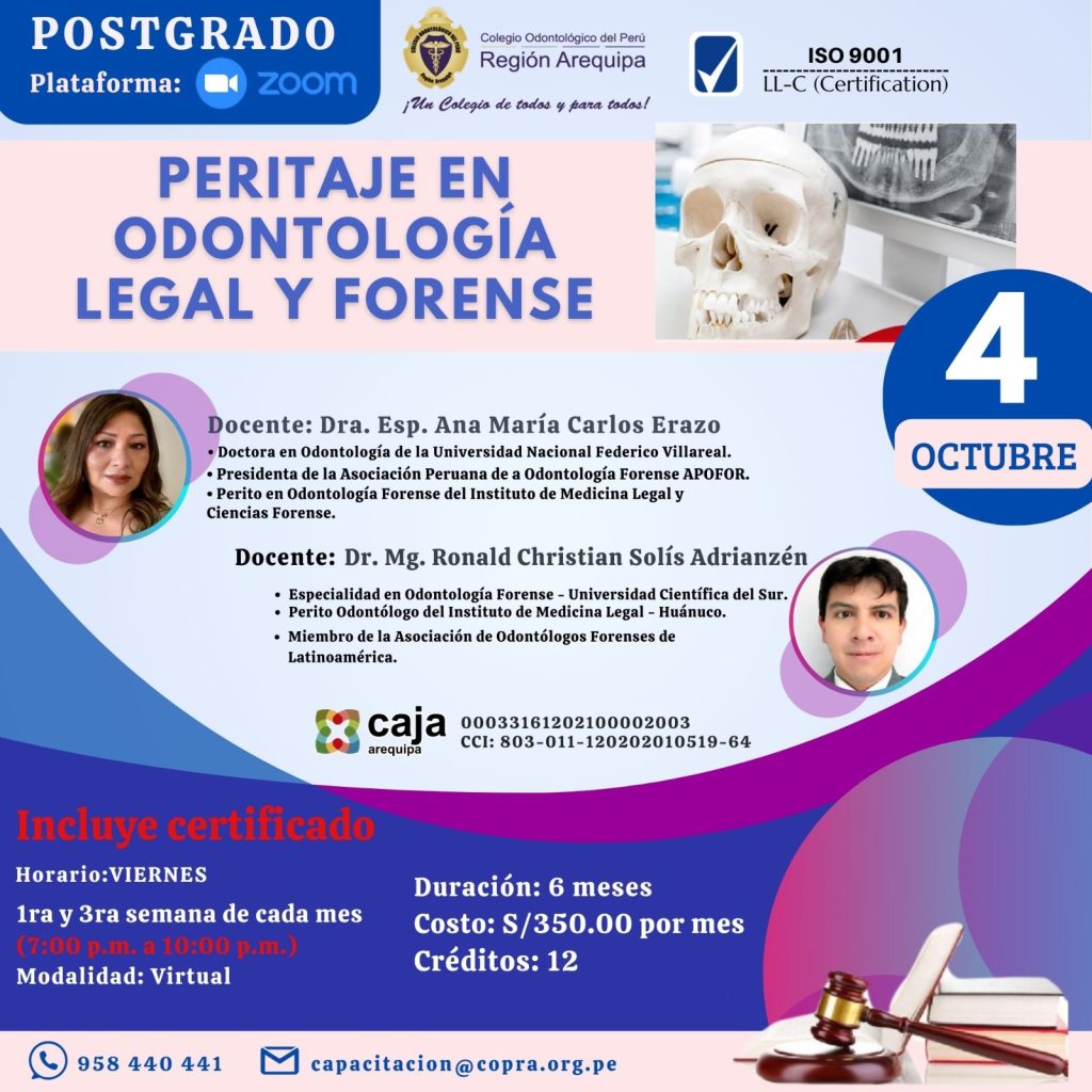 PERITAJE EN ODONTOLOGÍA LEGAL Y FORENSE