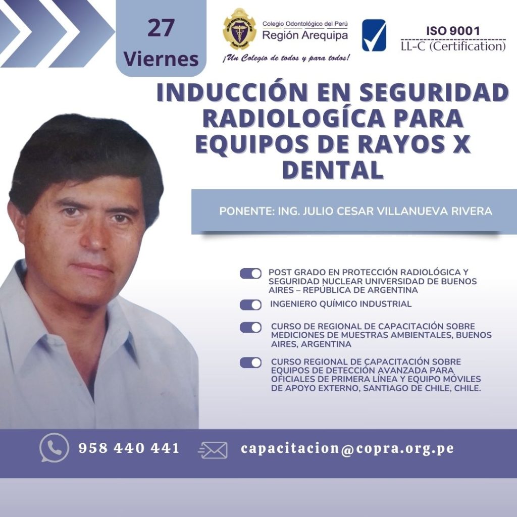 Inducción en seguridad radiológica para equipos de rayos x dental